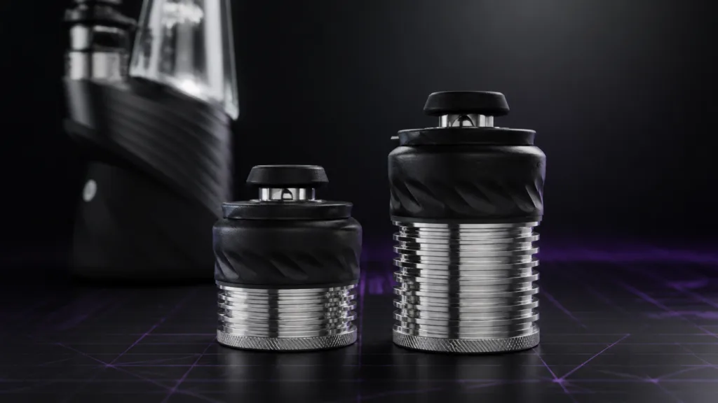 Chambers Puffco 3D e 3DXL lado a lado para comparação de tamanho